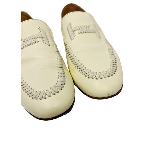TODS Ivory Leather Stitched Logo Accent Slip On Loafers Flats Size 36.5 US 6.5 - Picture 6 of 7